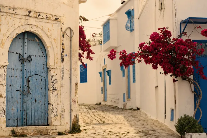 Sidi Bou Saïd, el pueblo azul y blanco a las afueras de Túnez, más bonito cuanto más temprano lo pilles.