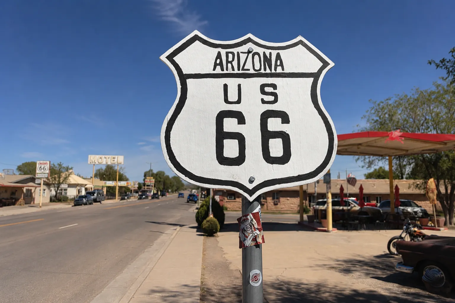 Uno de los carteles de la Ruta 66 a su paso por Arizona