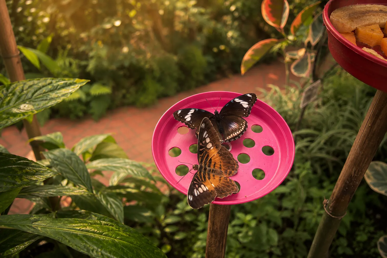 El mariposario del Parc Floral de la Source, con mariposas tropicales